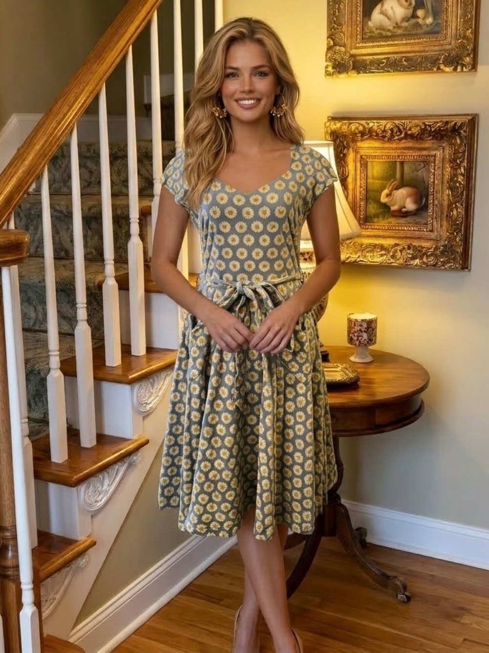 NWT Effie's Heart Hedy Knee Length Dress in Chamomile Floral Print Size MEDIUM